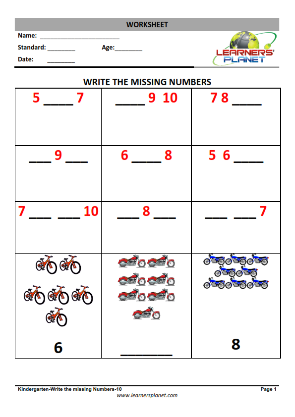Free Preschool & Kindergarten Simple Math Worksheets